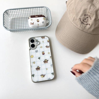 Second Morning Checked Cow Boy Case (Glass Silver Bumper)