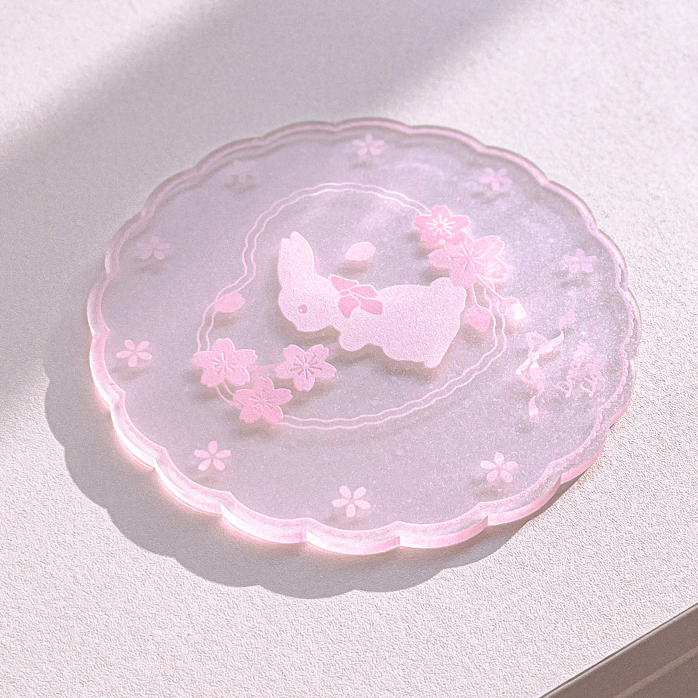 Dreamy lights Cherry blossom rabbit ♡ acrylic coaster 透明杯墊