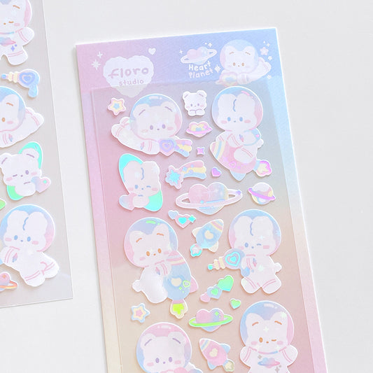 Floro Studio Heart Planet Babies Sticker