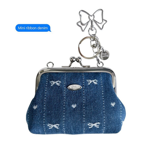 Peakdrawing Mini ribbon denim frame bag