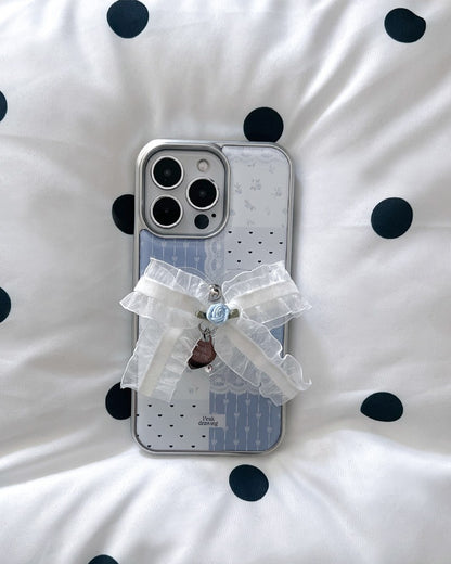 Peakdrawing Baby blue patchwork epoxy bumper case (Silver)