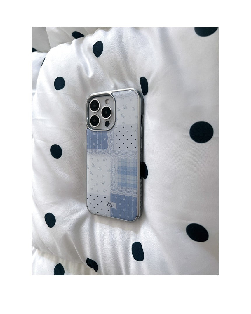 Peakdrawing Baby blue patchwork epoxy bumper case (Silver)
