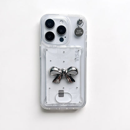Peakdrawing Big ribbon metal card slot jelly hard case set