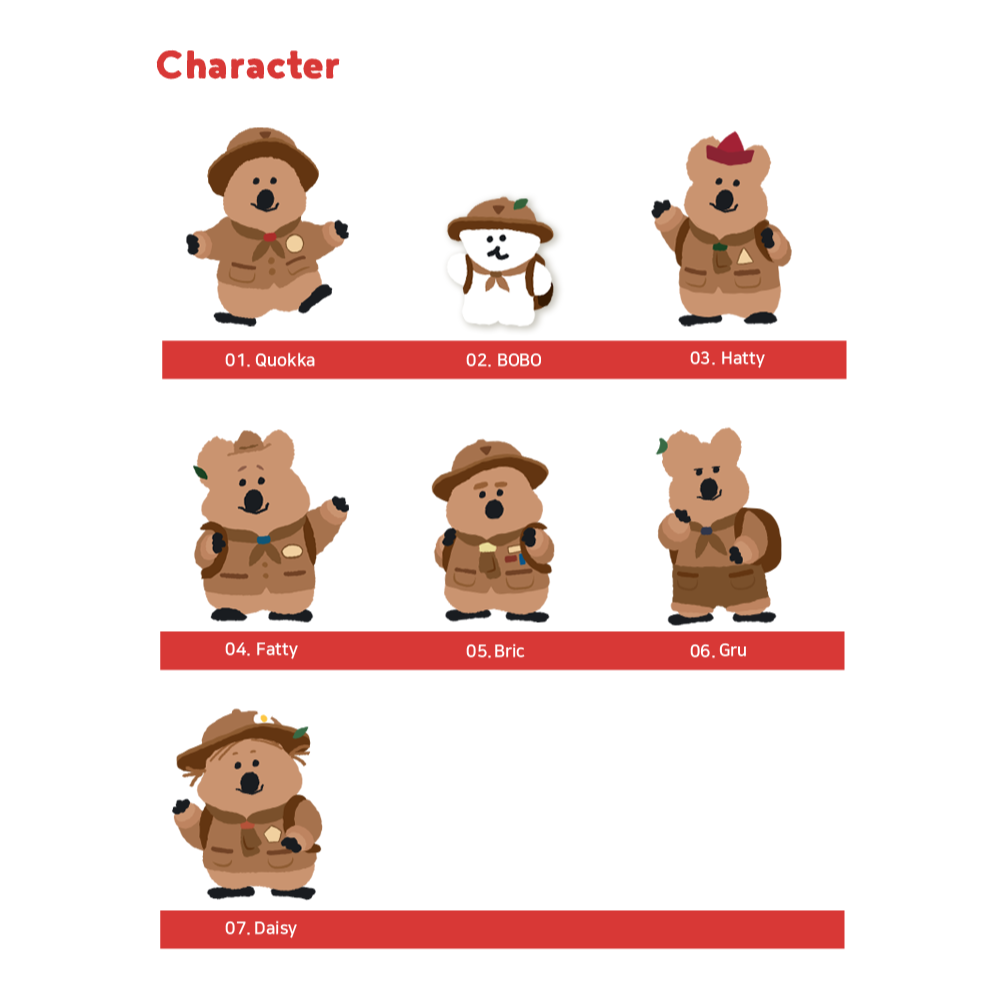 Dinotaeng Quokscout Flat Fur Keychain (7款)