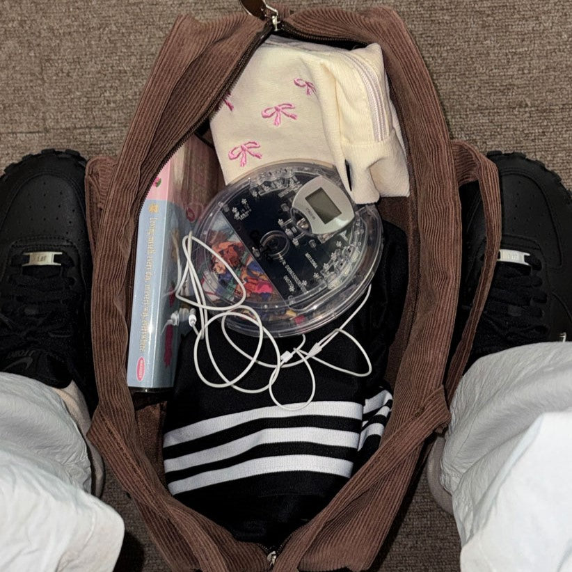 Mazzzzy Corduroy signature Bostonbag_Chestnut Brown