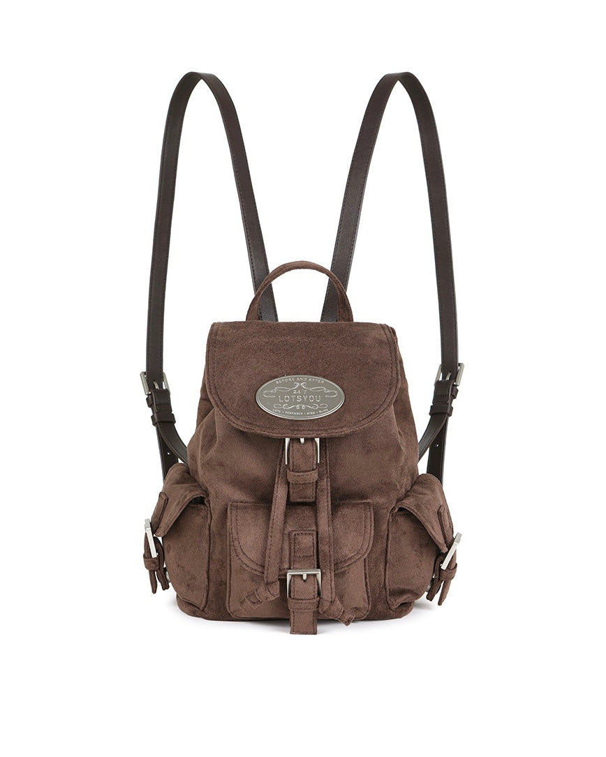 Lotsyou Nostalgia Chubby Backpack Brown
