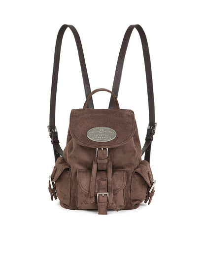 Lotsyou Nostalgia Chubby Backpack Brown