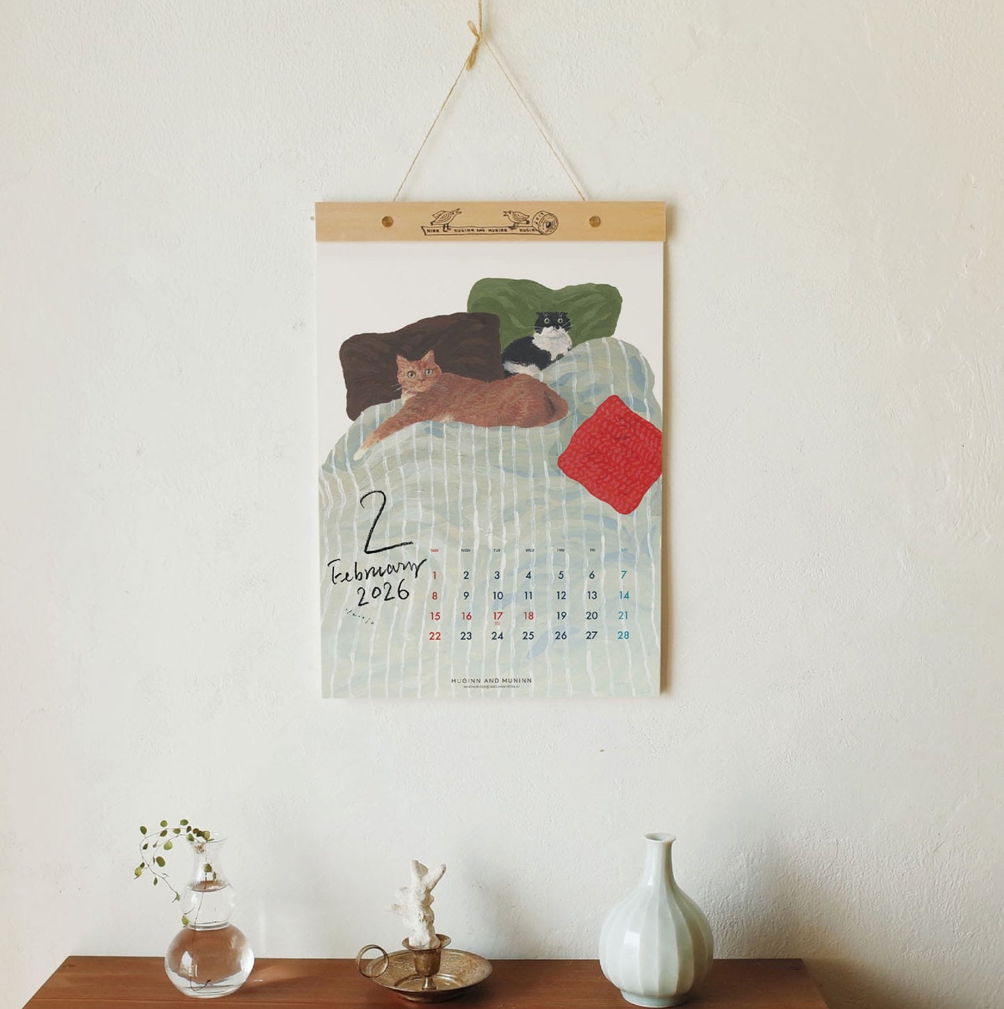 Huginn and Muninn My Favourite 2026 Wall Calendar+Wood Bar (2 size)