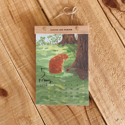 Huginn and Muninn My Favourite 2026 Wall Calendar+Wood Bar (2 size)