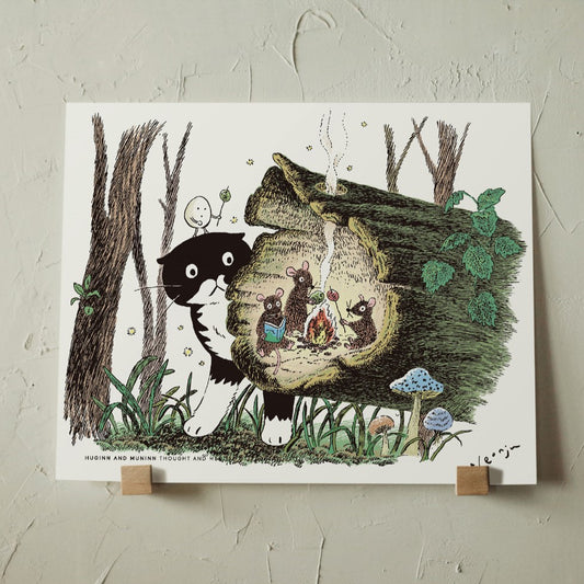 Huginn and Muninn Mini poster_camp fire