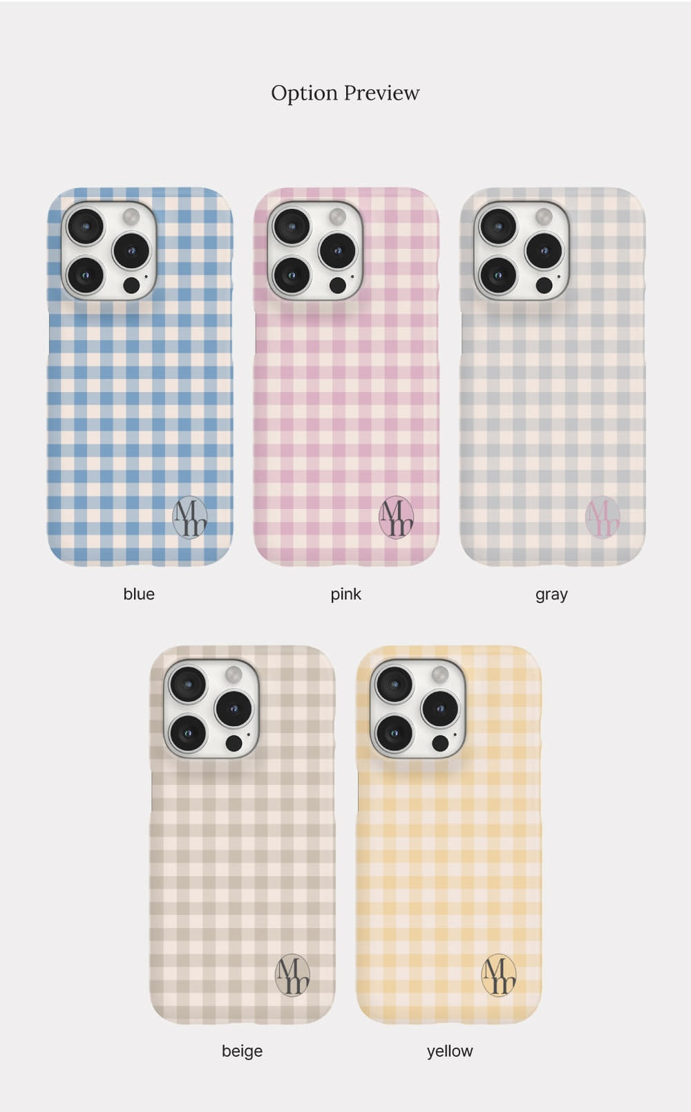 【加購Tok】[mm] Pastel Check Phone Case (Hard) (5色)