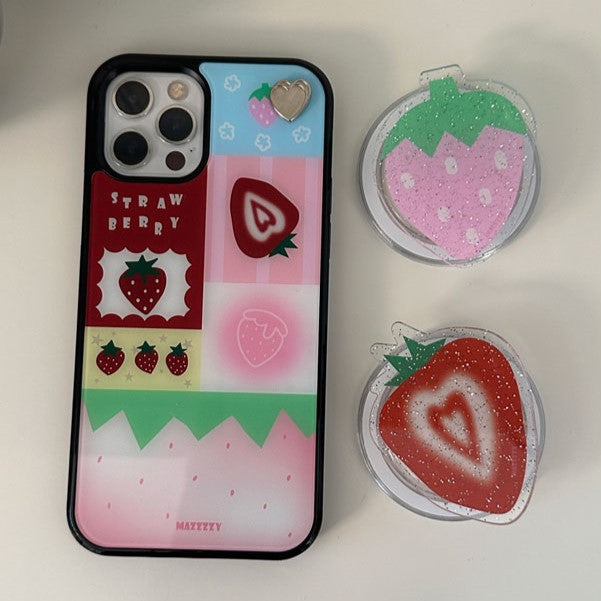 Mazzzzy [Love Tag_Magsafe] Strawberry Patchwork glass case