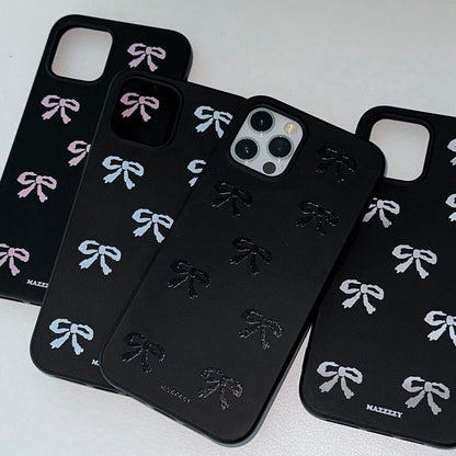 Mazzzzy Ribbon Pattern(Black) Phone Case(4色)