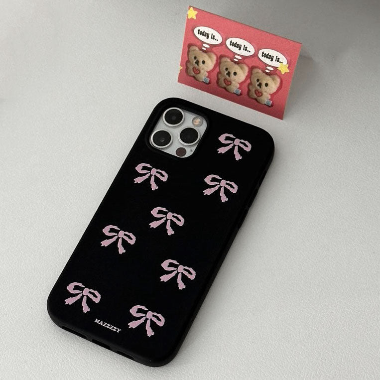 Mazzzzy Ribbon Pattern(Black) Phone Case(4色)