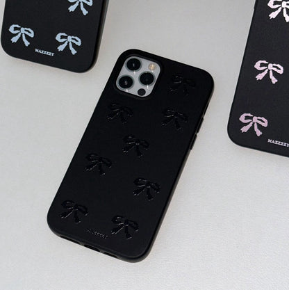 Mazzzzy Ribbon Pattern(Black) Phone Case(4色)