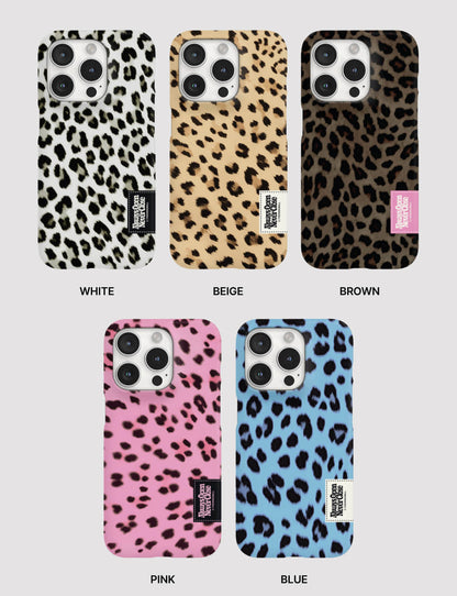 Fluffy Leopard Label Phone Case (Hard/Card Storage/Magsafe)