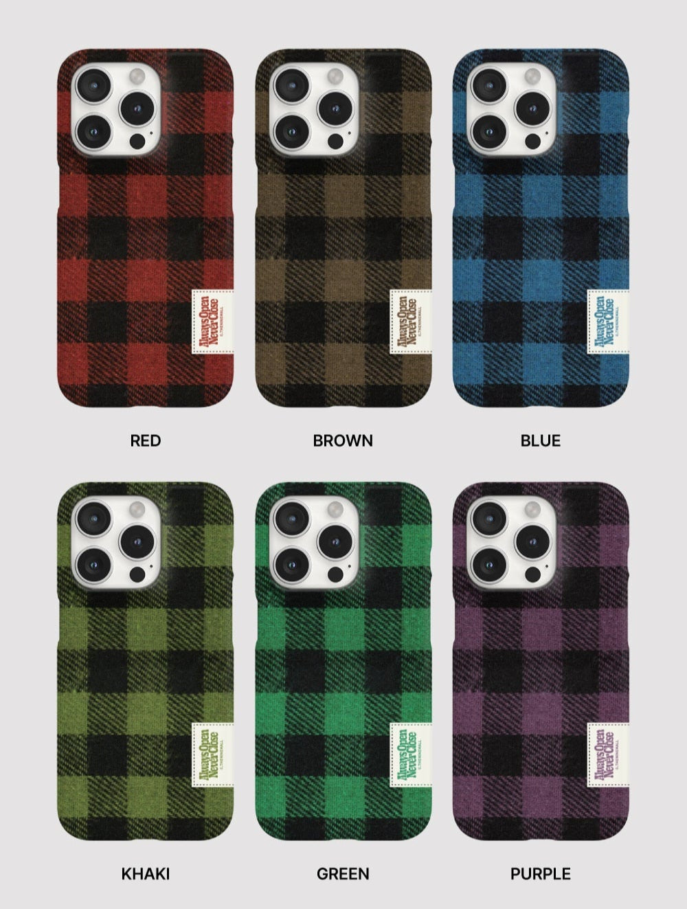 Fluffy Checked Label Phone Case (Hard/Card Storage/Magsafe)