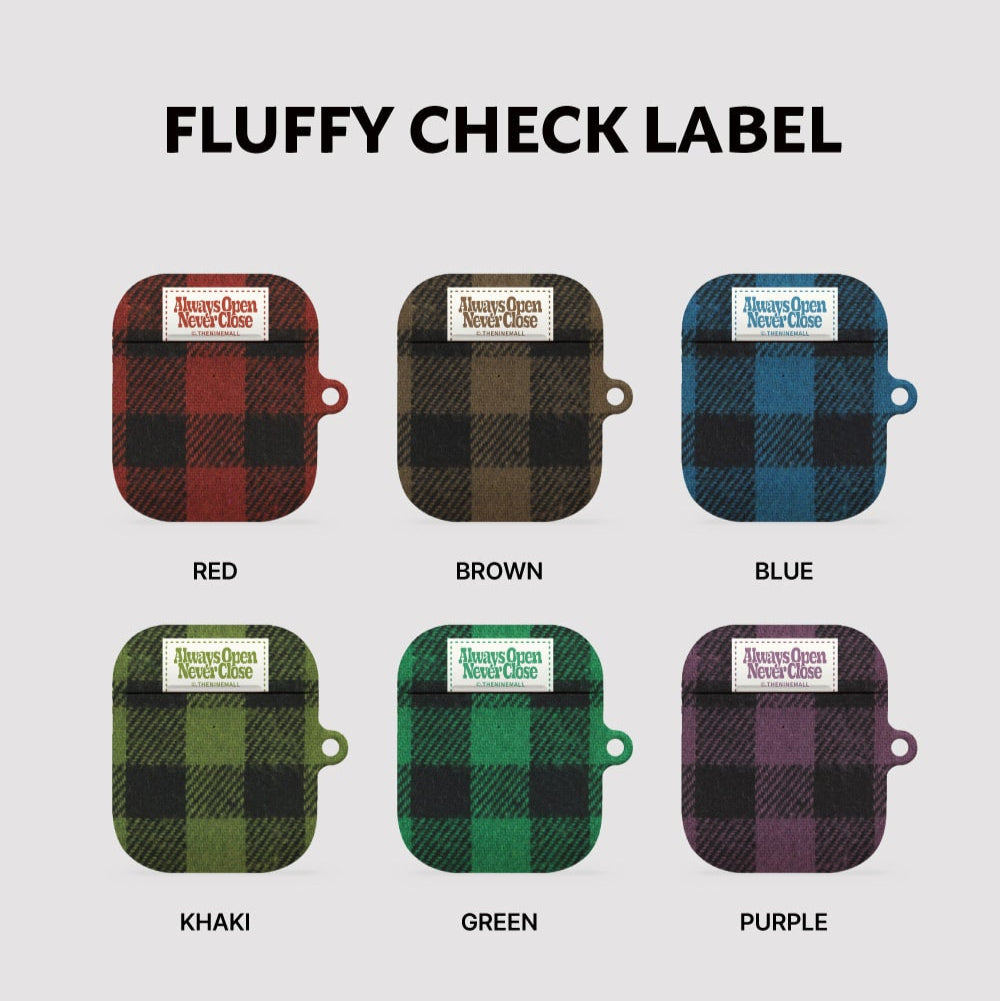 Fluffy Checked Label Airpods Case (Hard 硬殼) (6色)