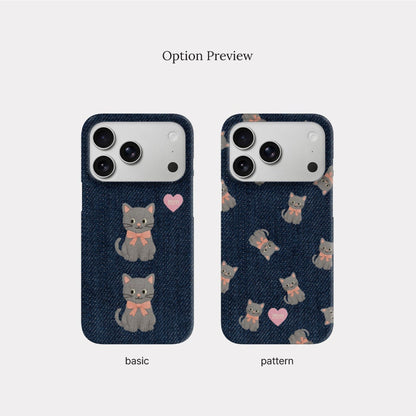 Denim Cat Phone Case (Hard/Card Storage/Magsafe)