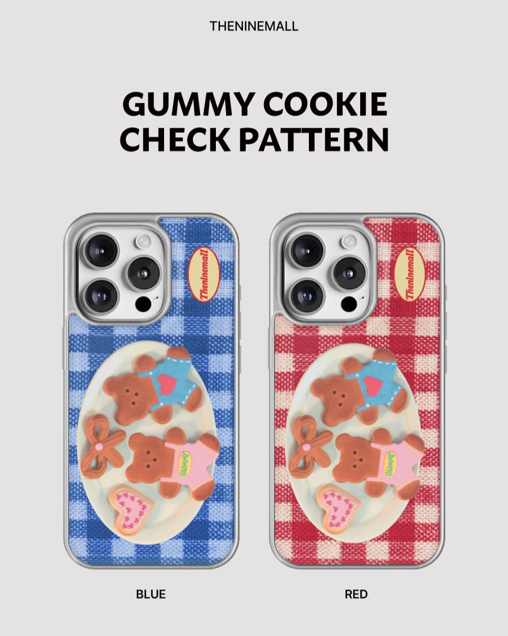 Gummy Cookie Check Pattern Phone Case (Silver bumper)