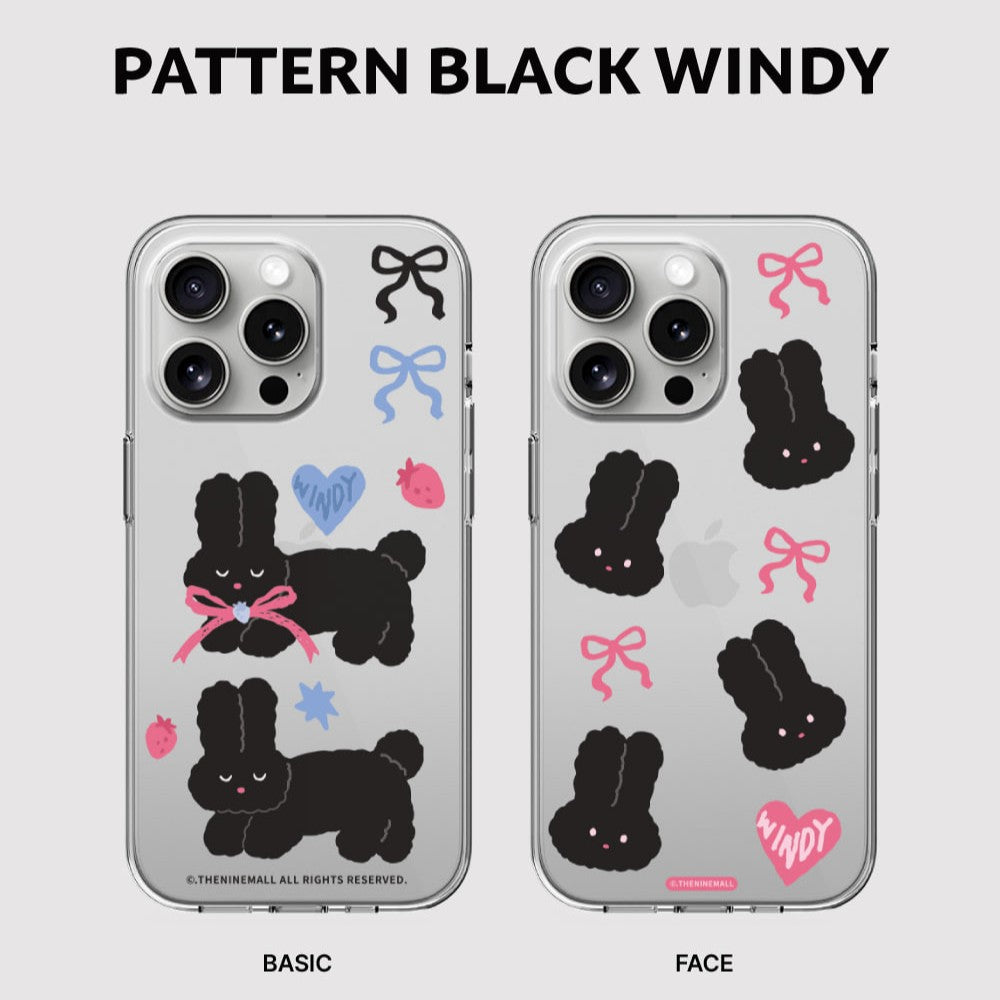 Pattern Black Windy Phone Case (Clear 透明殼)