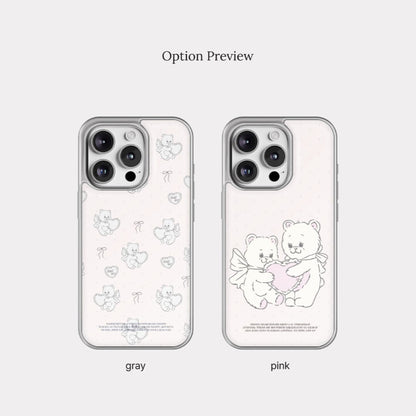 Vintage Heart Bear Phone Case (Silver bumper case)