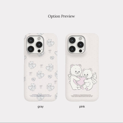 Vintage Heart Bear Phone Case (Hard/Card Storage) (2色)