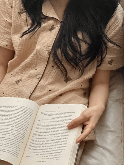 Juuneedu Mandy Bear Cotton Short Sleeves Pajamas Set (3色) 短袖睡衣套裝