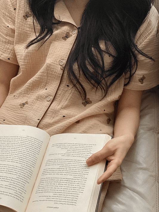 Juuneedu Mandy Bear Cotton Short Sleeves Pajamas Set (3色) 短袖睡衣套裝