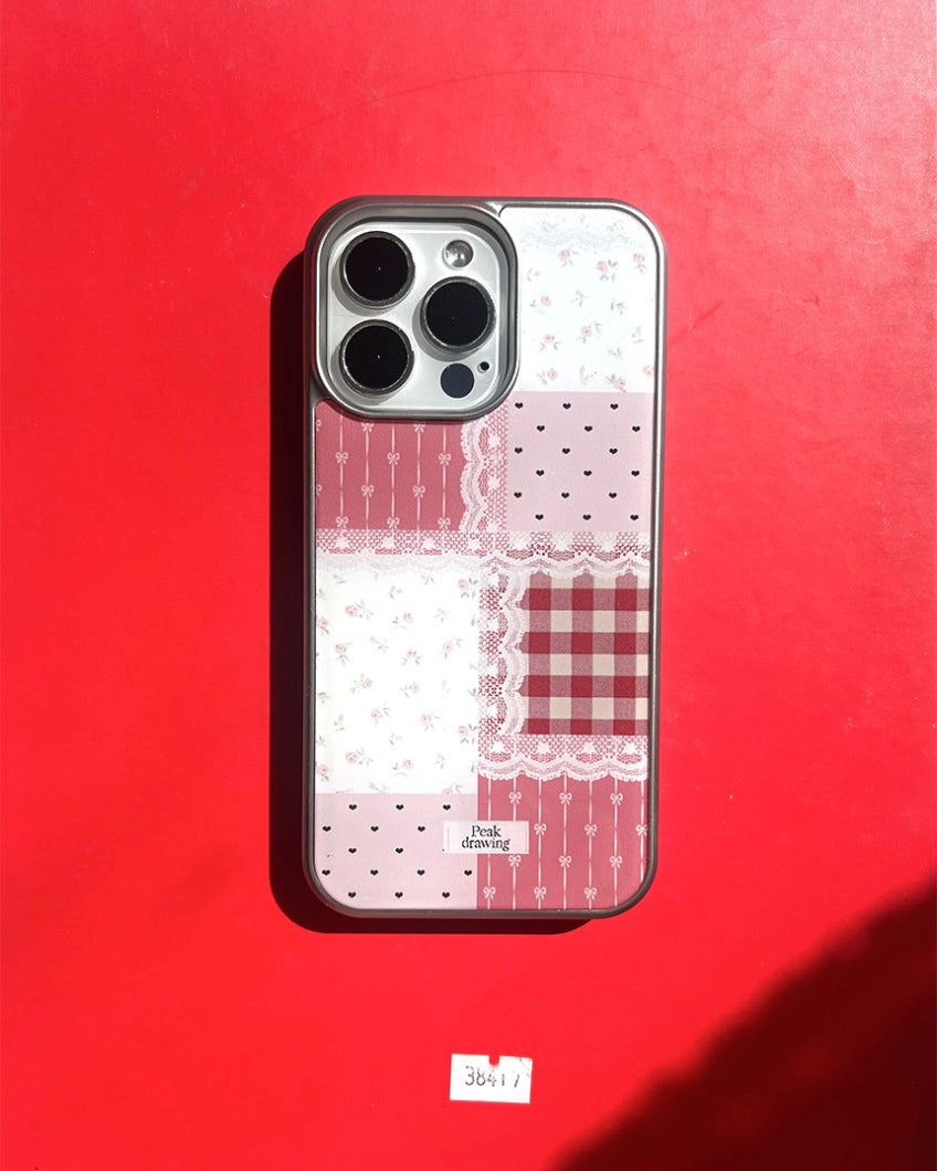 Peakdrawing Red patchwork epoxy bumper case (Silver)