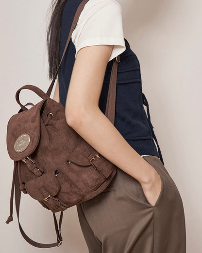Lotsyou Nostalgia Chubby Backpack Brown