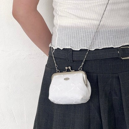 Peakdrawing Pure white ribbon frame mini bag