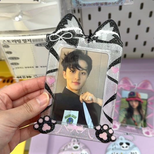 【現貨95折】악하입으 Black Kitten Photocard Holder 透明卡套