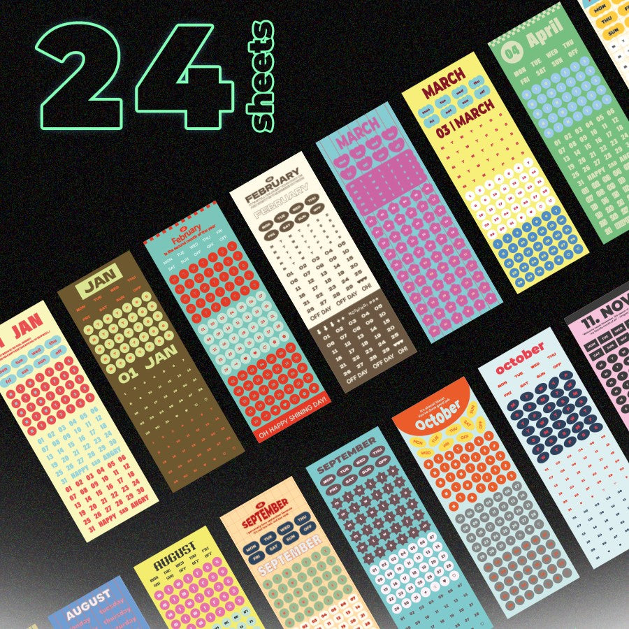 Indigo 24P Month, Week, Day Sticker Pack