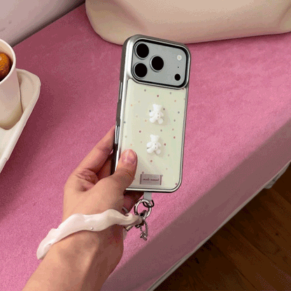 【Set】Sugar Confetti Button (Mirror Bumper Case)+ Pure Silk手機繩