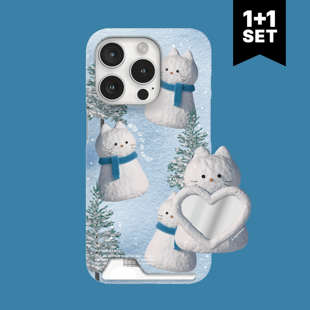 【Set】Pattern hey cat snowman (Card Storage 插卡款) + Mirror Tok