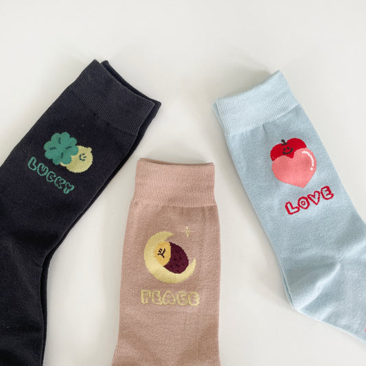 【買2對減$10✨】Second Morning X Bonjour March Lettering Socks (3款/Set)