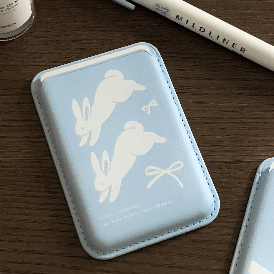 【9折加購】Lily Daily Vintage Rabbit Magsafe Wallet (Sky blue)