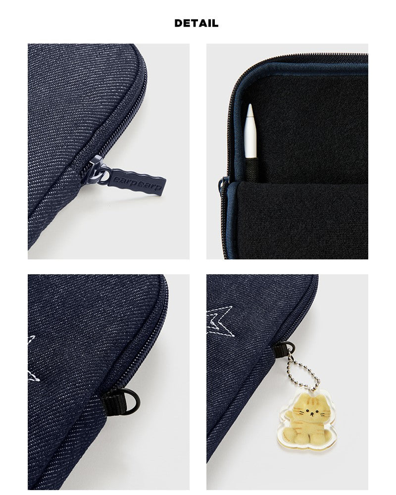 STAR PATCH DENIM IPAD POUCH (11 /13 inch)