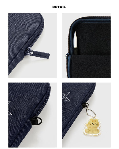 STAR PATCH DENIM IPAD POUCH (11 /13 inch)