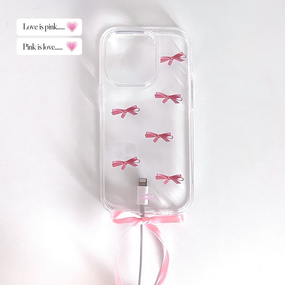 Peakdrawing Tiny pink ribbon jelly hard case