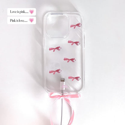 Peakdrawing Tiny pink ribbon jelly hard case