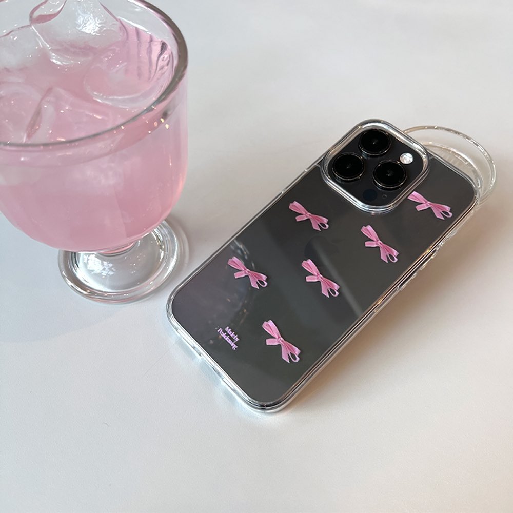 Peakdrawing Tiny pink ribbon jelly hard case