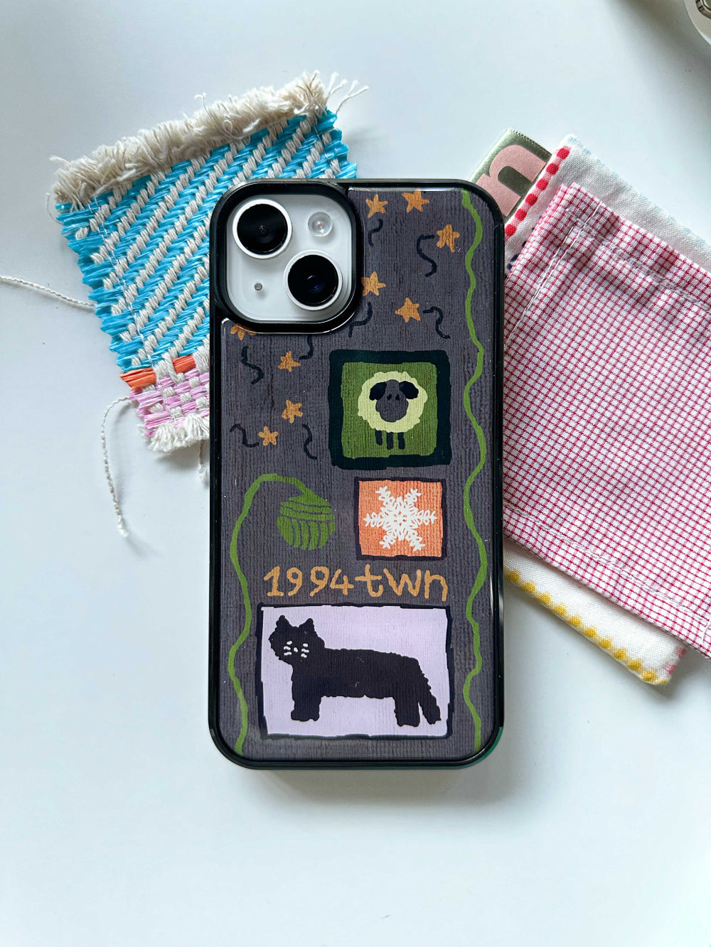 [Pre-order] Twiner Cat and Knits-Grey Phone Case (Epoxy)