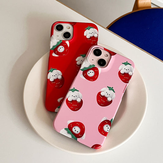 Pattern Strawberry Ppokku Phone Case (Hard/Card Storage) (2色)