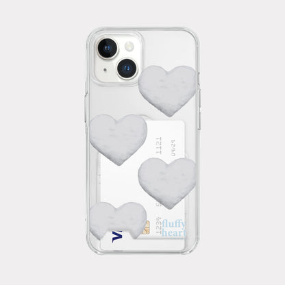 Pattern Fluffy Heart Snow Phone Case (Clear/Tank Clear/Clear card storage)