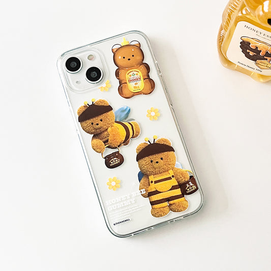 Pattern Honey Bee Gummy Phone Case (Clear/Tank Clear/Clear Card Storage)