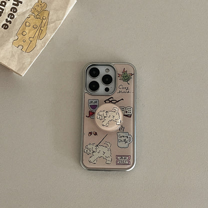 Cozy Drawing Pattern Phone Case (Silver bumper case)