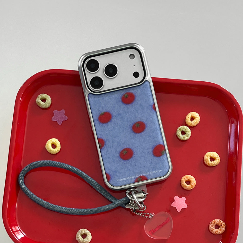 【Set】Felt Tomato (Silver Bumper Case)+手機繩