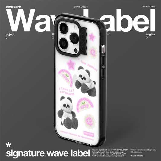 I LOVE IT PANDA-BLACK (Wave Label Clear Case)